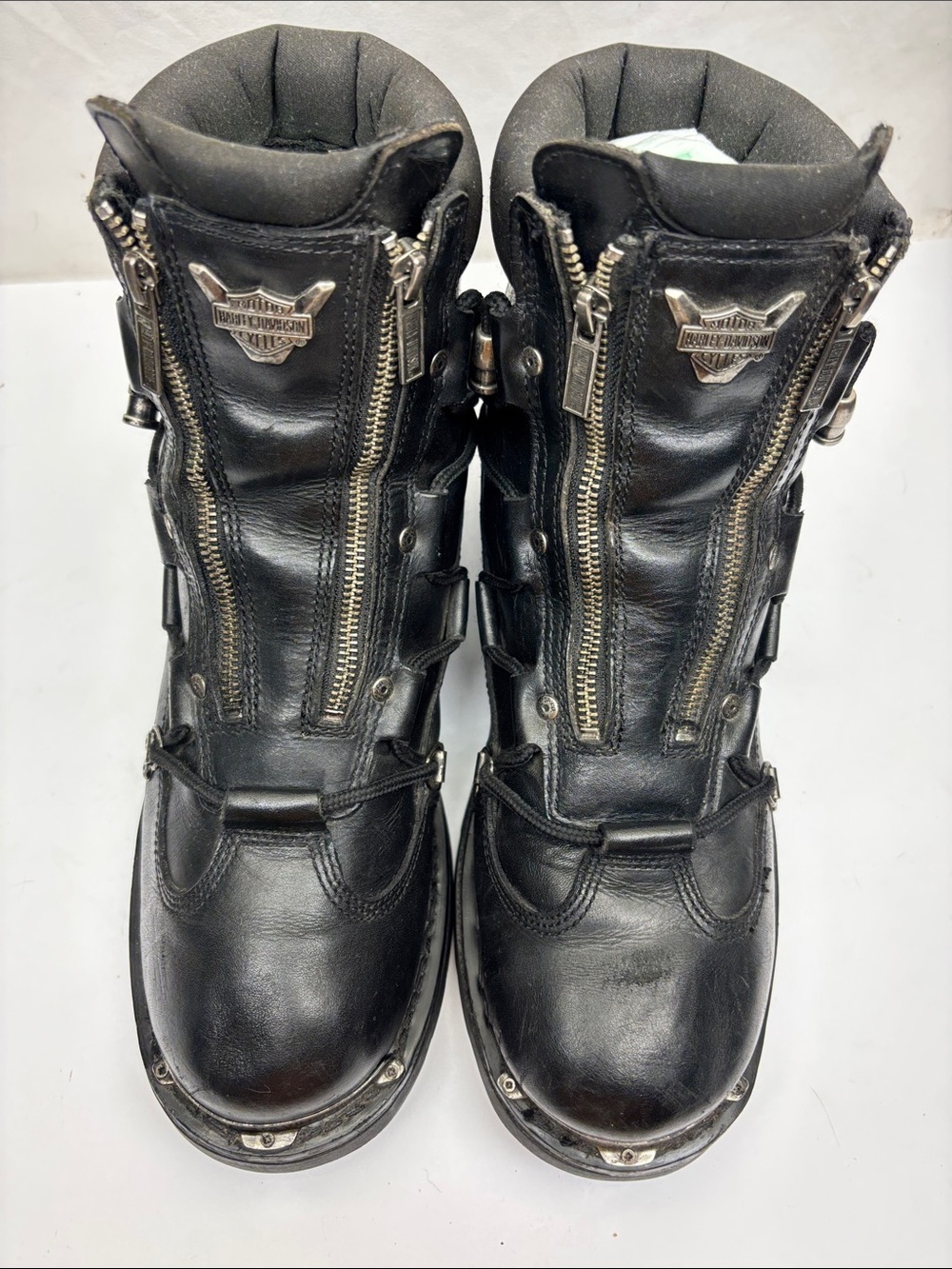 Harley-Davidson Black Leather Moto Zip Lace Boots, SZ 11 - Picture 6 of 8